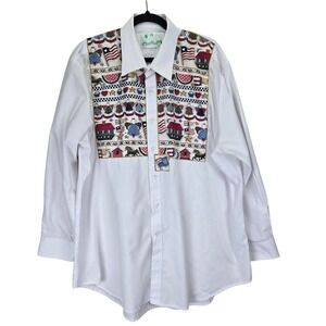 The Quacker Factory Patriotic Americana Women Button Down Shirt Country July 4th